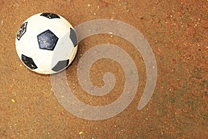 Top view football, soccer ball close up image on playground photo