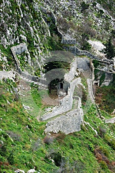 Top view of a fragment of the fortress of Kotor