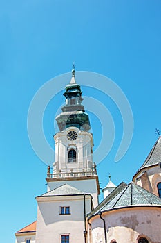 Top view of the Franciscan Church in the Nitrograd Castle in the city of Nitra in Slovakia