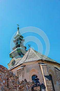 Top view of the Franciscan Church in the Nitrograd Castle in the city of Nitra in Slovakia