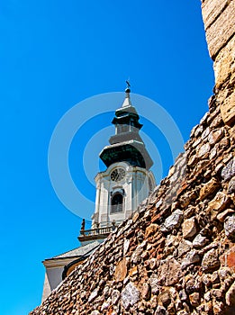 Top view of the Franciscan Church in the Nitrograd Castle in the city of Nitra in Slovakia