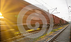 Top view of freight train, motion blur