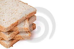 Top view fresh delicious whole wheat bread on a white background