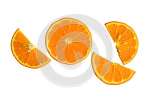 Top view fresh orange fruit slice isolated on white background,fruit healthy concept