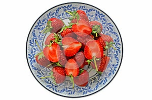 Top view of fresh red strawberry dish