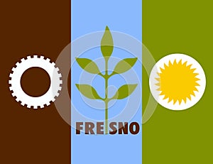 Top view of Fresno, California ,USA flag, no flagpole. Plane design, layout. Flag background