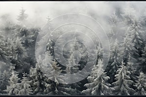 Top view of frosted glass background with intricate frost patterns on the right side