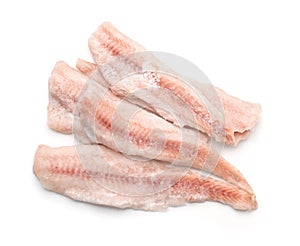 Top view of frozen cod fillets