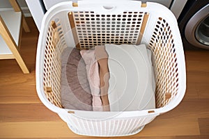 top view of a full laundry hamper