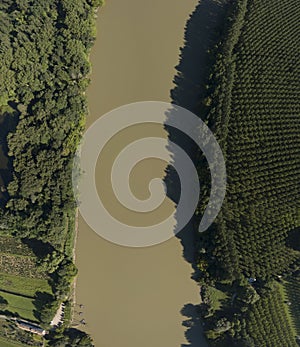 Top View of Garonne river Rainforest