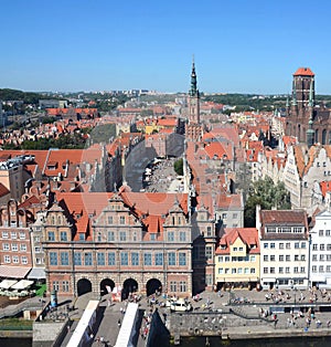 Top view on Gdansk (Danzig)old town in Poland