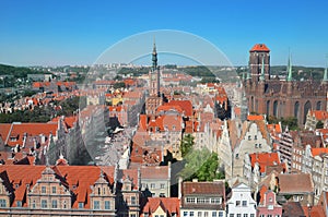 Top view on Gdansk (Danzig)old town in Polandso