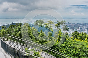 Top view of Georgetown, capital of Penang Island, Malaysia from top of Penang hill.