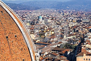 Top view from Giottos bell tower over old Florence photo