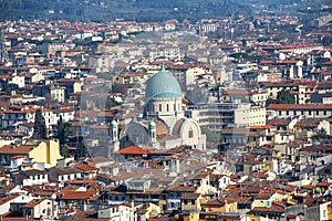 Top view from Giottos bell tower over old Florence photo