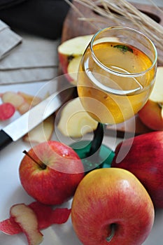 Top view of Glass of Apple Juice