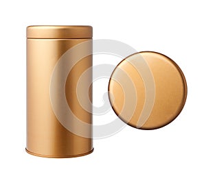 the top view of golden metal tube and golden metal tube