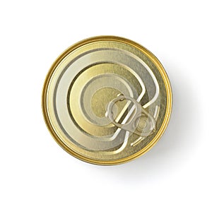 Top view of golden ring pull tin can