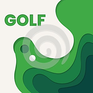 Top view of a golf field paper art style Vector