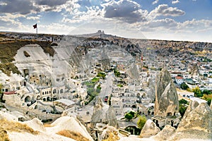 Top view of Goreme town. Cappadocia. Turkey