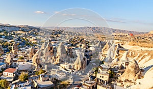 Top view of Goreme town. Cappadocia. Turkey