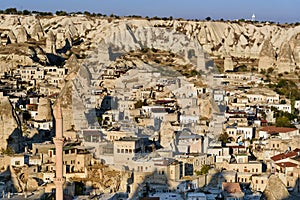 Top view of Goreme town in the morning. Cappadocia. Turkey