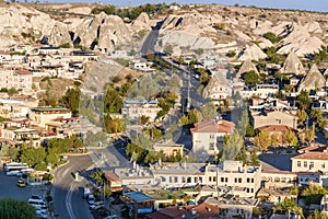 Top view of Goreme town in the morning. Cappadocia. Turkey