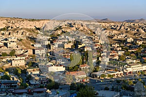 Top view of Goreme town in the morning. Cappadocia. Turkey