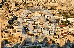 Top view of Goreme town in the morning. Cappadocia. Turkey