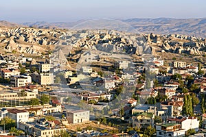 Top view of Goreme town in the morning. Cappadocia. Turkey