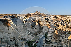 Top view of Goreme town in the morning. Cappadocia. Turkey