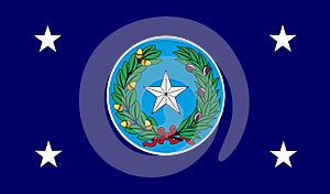 Top view of Governor of Texas , USA flag, no flagpole. Plane design layout. Flag background