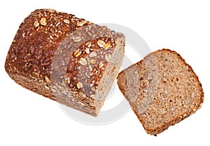 Top view of grain bread loaf