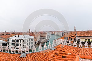 Top view of Grand canal from roof of Fondaco dei Tedeschi