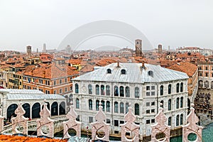 Top view of Grand canal from roof of Fondaco dei Tedeschi