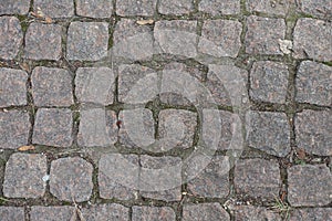 Top view of granite setts pavement