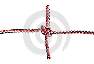 Top view of grass knot tied on synthetic rope