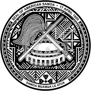 Top view of Great Seal of US Federal State of American Samoa. United States of America patriot and travel concept. Plane design,