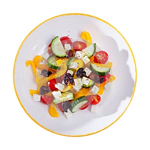 Top view of Greek salad