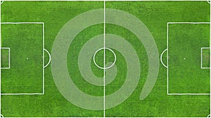 Top view of a green football field as texture, background