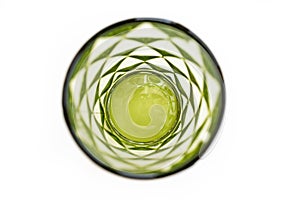 top view. green glass glass for drinks. set of tableware