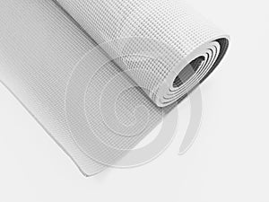 Top view green  yoga mat sport isolated.Rolled up yoga mat isolated on white. Copyspace.