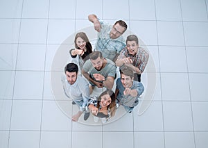 Top view.group group of successful young people