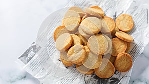 Top view of group homemade healthy dessert almonds cookies, inside contain almonds flour and butter with monk fruit sweeteners,