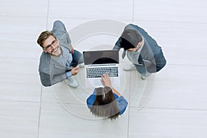 Top view.a group of modern business people