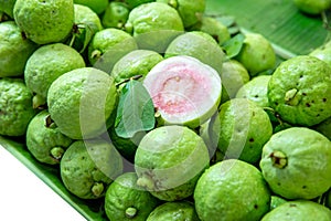 Top view of Guava fruit, focus selective
