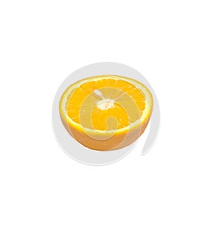 top view half of yellow orange isolated on white
