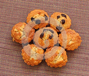 Top view of handmade chocolate muffins