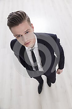 Top view of handsome businessman