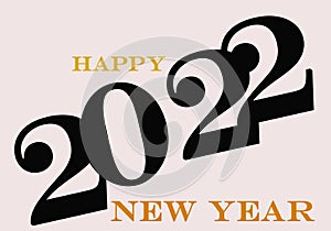 Top view, Happy new year 2022 celebration text isolated on white background for graphic design or illustration wallpaper, banner,